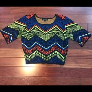 Bold Pattern Sweater Crop Tee